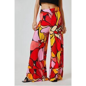 Farm Rio x Anthropologie Wide-Leg Printed Pants in Red Pattern Size XSP